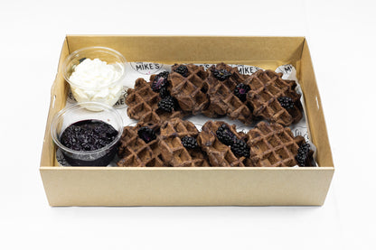 Chocolate Waffles with double whipped cream and berry compote - 8 Pieces