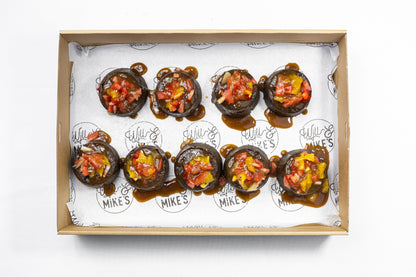 Mini Christmas Puddings topped with diced fruit and salted caramel (6pc)